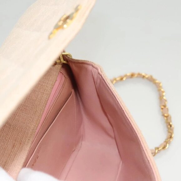 CHANEL Matelasse Chain Diana Shoulder Bag Canvas Pink CC Auth 120753 - Picture 12 of 16